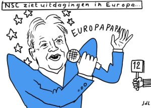 Omtzigt samen met cartoonist Jeroen de Lier in uitzending van Op1